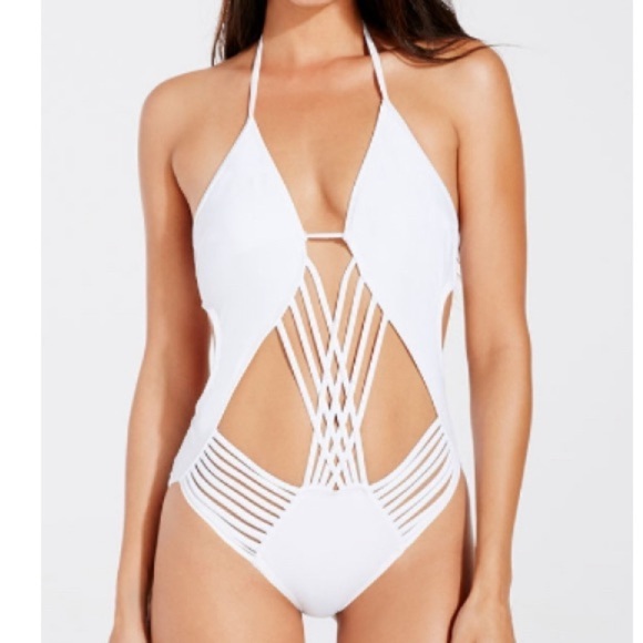 NWOT Fabletics Halah one piece white xl strappy Monokini - Picture 1 of 14